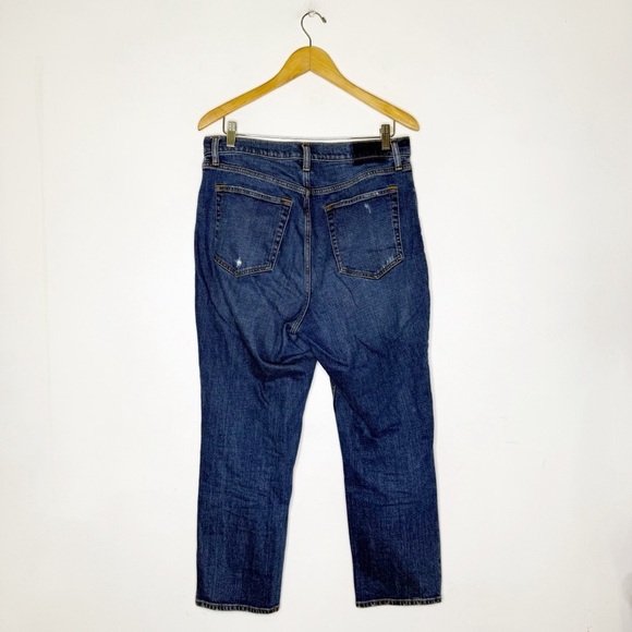 Abercrombie & Fitch Ankle Straight Ultra High Rise Blue Distressed Jeans 12 31 - Picture 3 of 8